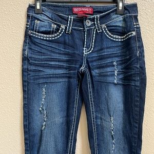 Red Rivet women/ juniors distressed skinny jeans size 3 -gently worn -